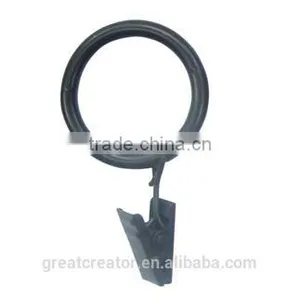 Black Metal Curtain Rings With Clip For 2" (50mm) Curtain Pole thumbnail-1