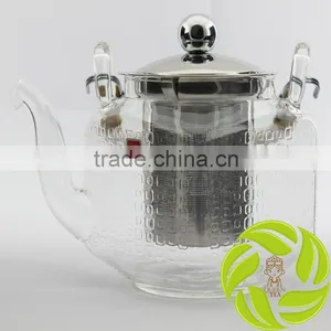 Super Bamboo Handle Teapot Stainless Steel Lid and Filter Heat Resistant Glass Tea Kettle 800ml Glass Teapot thumbnail-1