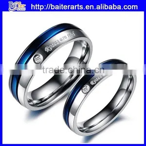 Blue Stainless Steel Couple Wedding Rings for Couples thumbnail-2