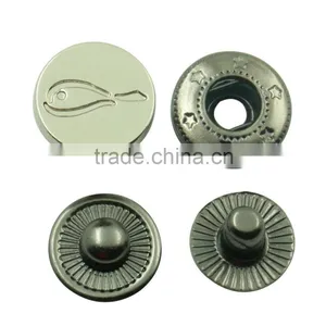 Custom Logo Zinc Alloy 15mm Flat Plating Technics Metal Press Snap Button for Bags Quality Choice thumbnail-1