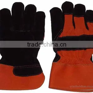 Black Cowhide Split Leather Working Gloves thumbnail-1