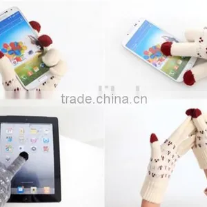 Unisex Wool Knitted Fingertips Touch Screen Gloves thumbnail-1