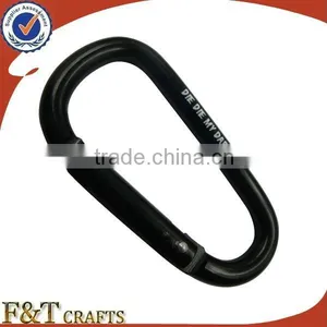 Cheap Black D Shaped Aluminum Alloy Snap Clip Aluminum Carabiner Keychain thumbnail-5