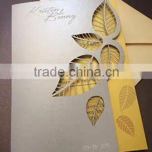 2016 Newmengxing Leaves Wedding Invitation, Laser Cut Wedding Invitation, Unique Customizable Design Quality Choice thumbnail-1