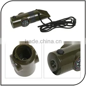Outdoor 7 in 1 Emergency Plastic Lifesaving Flashlight Whistle Compass Survival Whistle With Led Flashlight thumbnail-2