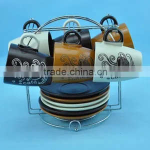 200 cc Cafe Design Ceramic Coffee Cup With Saucer thumbnail-1