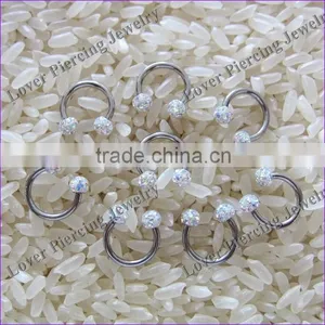 Popular High Polish Epoxy Covering Ball Stainless Steel Circular Ring Piercing Jewelry [FC-990C] thumbnail-1