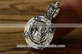 Silver 925 Round Pendant Icon of St. Mary. Russian Style. thumbnail-1
