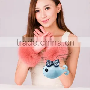 New Arrival Fashion Winter Warm Lambskin Ladies Fox Fur Leather Gloves thumbnail-4