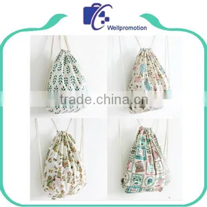 Print Cotton Canvas Wholesale Drawstring Bags thumbnail-2
