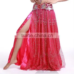 Wholesale New Hot Mesh With Sequins Belly Dance Skirt for Ladies(QZ005) thumbnail-1