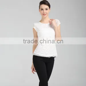 2016 Wholesale Women's Lace Blouse With Cap Sleeves thumbnail-1