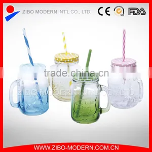 Factory Price Colored Mason Jars Bulk 16oz Decorative Mason Jars With Straw thumbnail-1