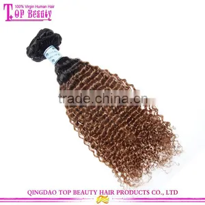 Qingdao Top Quality Raw Indian Hair Weave 100% Unprocessed Afro Kinky Curly Virgin Hair Ombre Weave Extension thumbnail-5