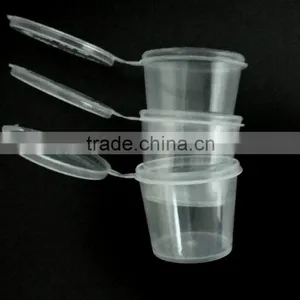 2 oz Hinged Clear Round Plastic Sauce Cups With Lids 50ml thumbnail-3