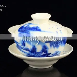 Hot Sale Blue Landscape Pu Er Gaiwan With Saucer, Tea Cup(150cc) thumbnail-1