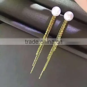 Gold Latest Design of Pearl Earrings for Fashion Women thumbnail-2