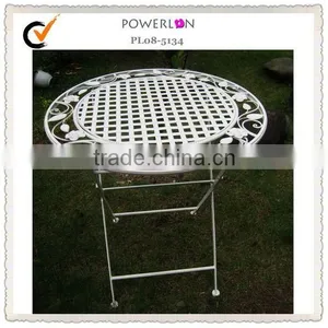 Antique White Outdoor Console Table Metal thumbnail-1