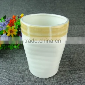 Fashion White And Yellow Stripe Eco Friendly Mug Ceramic Keep Cup For Office Use thumbnail-1