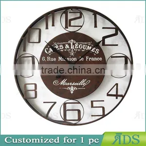Recycled Round Black Metal Vintage Wall Clock Factory Sell thumbnail-2