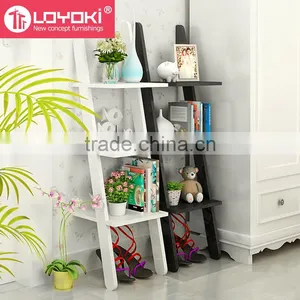 Hot Sale Wood Corner Storage Shelf 3 Tier Wood Leaning Ladder Book / Magazine Shelf thumbnail-2