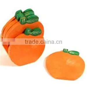 2017 Painted Wood Orange Shape Cup Coaster Made in China thumbnail-1