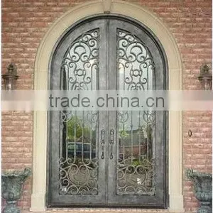 Bisini Arch Top Galvanize Wrought Iron Entry Door (BG90066) thumbnail-1
