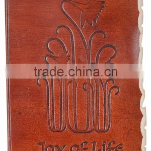 Handmade Vintage Torn Edges Embossed Flower Leather Journal thumbnail-1