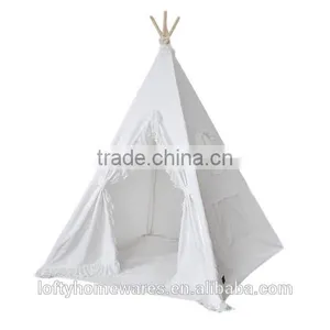 Cotton Canvas Wooden Pole Black Striped Kids Teepee Tent thumbnail-3