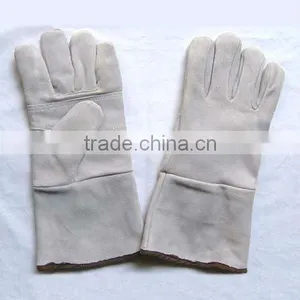 White Color Safety Gloves,Cow Split Leather Work Glove,Leather Welding Gloves thumbnail-3