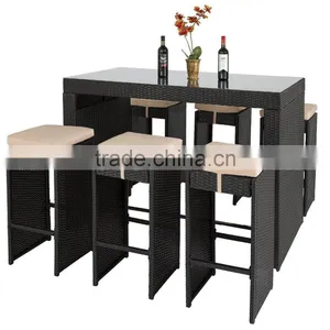 7pc Rattan Wicker Bar Stool Dining Table Set for Eating and Drinking for Hot Sale thumbnail-1