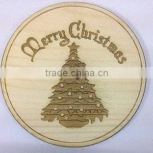 Christmass Tree Wooden Coaster, Laser Engraved thumbnail-1