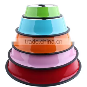 OEM Color Printed Rubber Bottom Metal Stainless Steel Pet Dish/ Dog Bowl/ Pet Feeder/waterer thumbnail-1