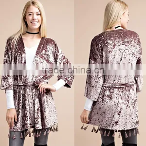 Fashion Party Wear 2017 New Arrivals Style Trendy Blouses Ladies Short Cardigan Super Soft Solid Velvet Clothing Wholesale thumbnail-1