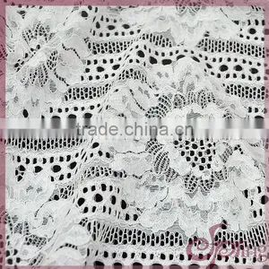 White Flower Design Jacquard Cotton Nylon Warp Knitting Fabric Cotton Lace Fabric for Dress thumbnail-5