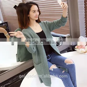 2016 Latest Sweater Designs Knitted Sweater Ladies Cardigan thumbnail-4