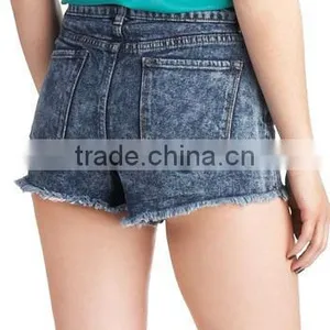 Stylish Women Denim Fabric Booty Sexy Shorts Jeans Used Look Stone Wash Denim Shorts thumbnail-2