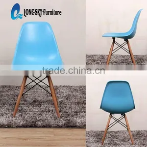 LS-4001 Wholesale Factory Cheap Price Colored Plastic Chair With Wood Eiffel Leg thumbnail-2