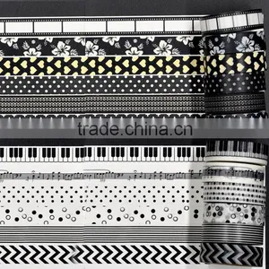 1.5cm*10m White and Black Washi Tape Customized Paper Tape Planner Accessories thumbnail-5