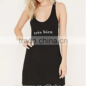 Relaxed Fit Sleeveless Custom Printing Women Sexy Night Sleeping Dress With a Racerback thumbnail-2