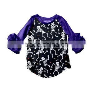 2017 Baby Girls 3/4 Sleeve Icing Ruffle Sleeve Raglan Shirts for Children Raglan Shirt thumbnail-1