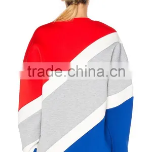 High Quality Custom Long Sleeve Tri-color Sweatshirt Without Hood thumbnail-5