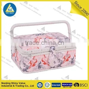 Rural Style Fabric Covered Sewing Basket Made by Hand thumbnail-3