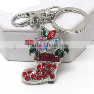 Crystal and Epoxy Christmas Gift in Red Sock - 3 Way Pandant - Brooch,key Chain,necklace. thumbnail-1