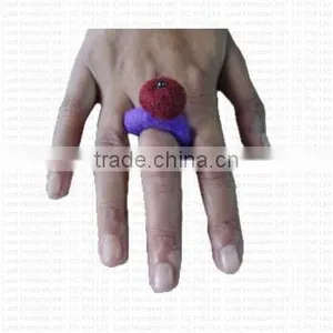 Pure Sheep Wool Soft Wool Felted Flowery Design Finger Ring/ 100% Hand Made Felt Finger Ring thumbnail-2