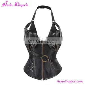 Jacquard Printed 14 Boned Slimming OverBust Steampunk Zipper Corset thumbnail-1