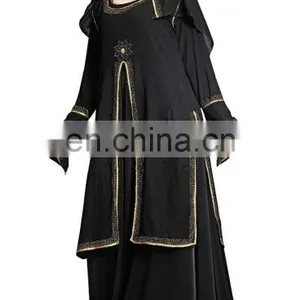 Women's Anarkali Umbrella Style Long Abaya Burkha With Attached Chiffon Jacket ( Long Flairs Abhaya Burqas 2017) thumbnail-2