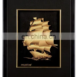 Fashion Gold Frame With Ship Model Gold Foil Picture With High Quality in a Nice Box thumbnail-1