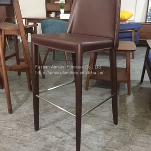 Wholesale Modern Leather Cushion Kitchen High Bar Chair thumbnail-4