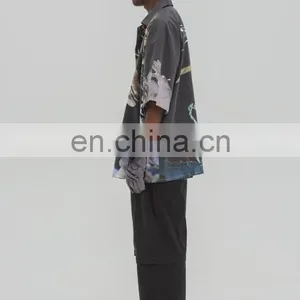 Diznew Custom Short Sleeve Men Beach Casual Party Printed Polyester Shirt Mens Print Patterned Shirt Button Up Shirts thumbnail-5